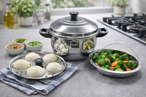 Radius Elite Plain Idly Pot 20 pits – Stainless steel Idli Cooker