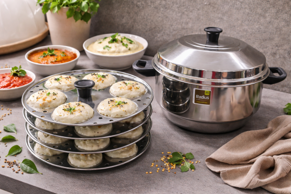 Radius Elite Plain Idly Pot 24 pits – Stainless steel Idli Cooker