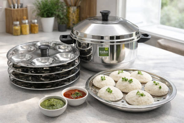 Radius Elite Plain Idly Pot 24 pits – Stainless steel Idli Cooker