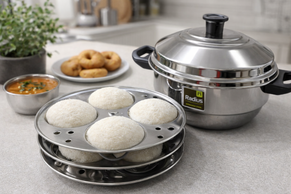 Radius Elite Plain Idly Pot 12 pits – Stainless steel Idli Cooker