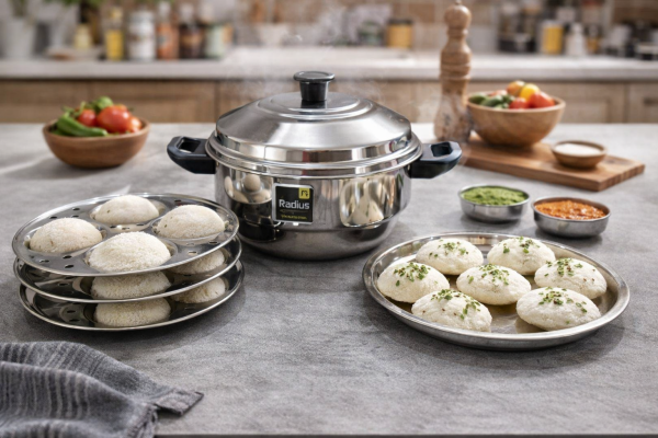 Radius Elite Plain Idly Pot 12 pits – Stainless steel Idli Cooker