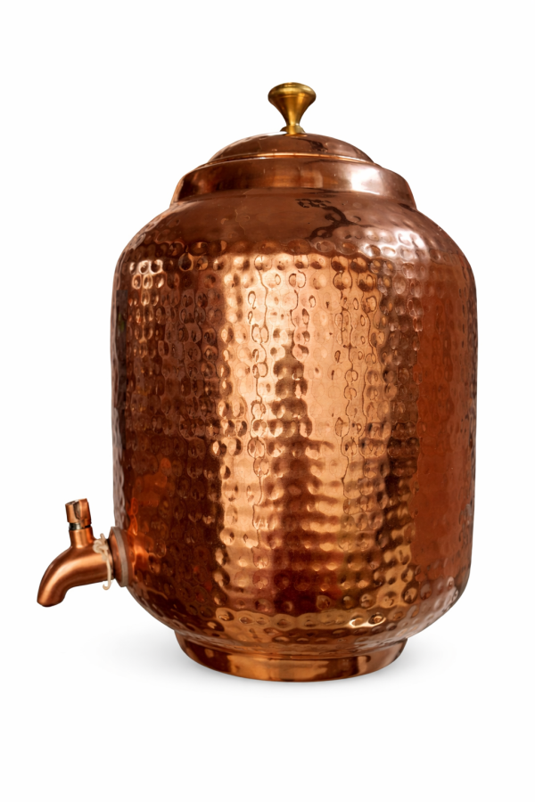 Pipal Pure Copper Water Matka – 8 Litre Hammered – Traditional Copper Water Pot for Drinking Water