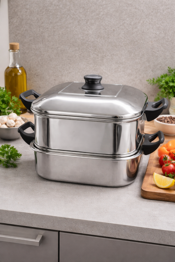 JVL Square Steamer for Idli, Dhokla, Momos & Vegetable Steaming – Big