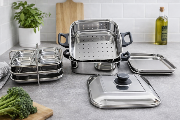 JVL Square Steamer for Idli, Dhokla, Momos & Vegetable Steaming – Big