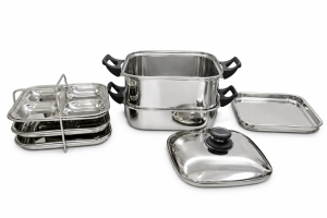 JVL Square Steamer – Stainless Steel Idli & Veg Steaming Cooker – Small