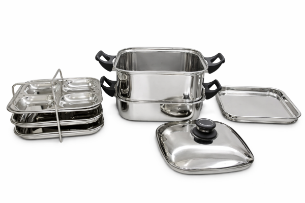 JVL Square Steamer – Stainless Steel Idli & Veg Steaming Cooker – Small