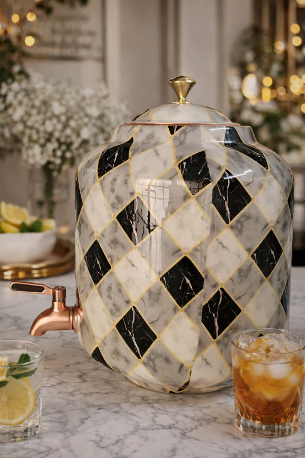 Pipal Premium Designer Water Matka – 8 Liter Black Graphite – Traditional Copper Water Pot