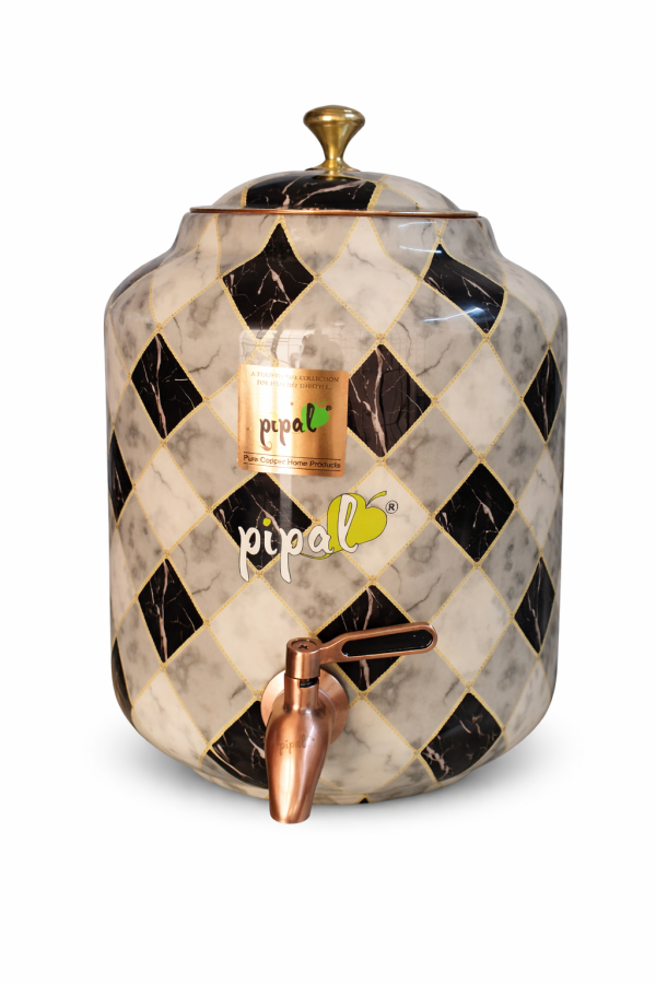 Pipal Premium Designer Water Matka – 8 Liter Black Graphite – Traditional Copper Water Pot