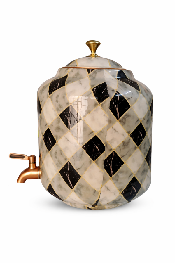 Pipal Premium Designer Water Matka – 8 Liter Black Graphite – Traditional Copper Water Pot