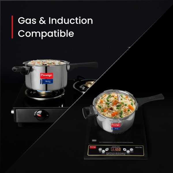 Prestige Triply Stainless Steel Pressure Cooker – Induction & Gas Compatible