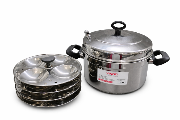 Vinod Stainless Steel Idli Cooker – 4 Plate – 16 Idli – Steamer with Lid