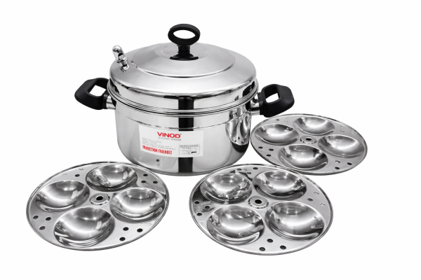 Vinod Stainless Steel Idli Cooker – 4 Plate – 16 Idli – Steamer with Lid