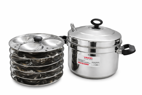Vinod Stainless Steel Idli Cooker with 6 Plates – 24 Idli Mould – Steamer Pot