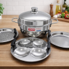 Vinod Stainless Steel Genz Mini Multi Kadai with 4 Idli Plate – Mini Kadai Idli Maker
