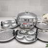 Vinod Stainless Steel Genz Mini Multi Kadai with 4 Idli Plate – Mini Kadai Idli Maker