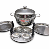 Vinod Stainless Steel Genz Mini Multi Kadai with 4 Idli Plate – Mini Kadai Idli Maker