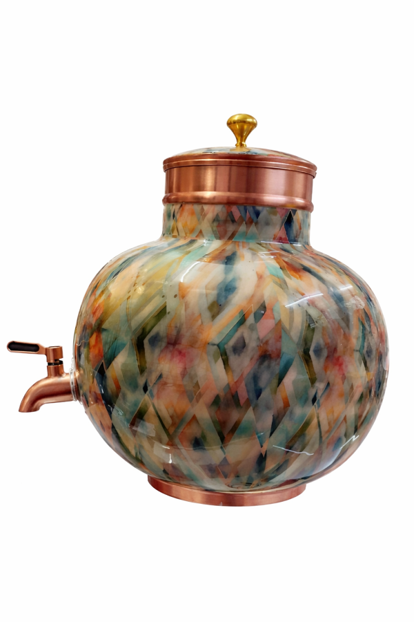 Pipal Designer Copper Water Matka – 8 Litre Prithvi Jelly Stone – Pure Copper Water Pot