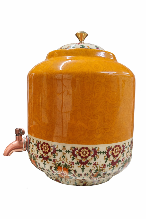 Pipal Designer Copper Water Matka  – 8 Litre Mango Carpet – Pure Copper Drinking Water Pot