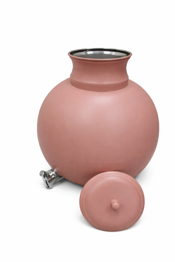 Mirror Finish Stainless Steel Water Pot with Tap – Deluxe Kesari Coated | Kitchen Water Storage Container 10 Litre