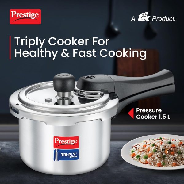 Prestige Triply Stainless Steel Pressure Cooker – Induction & Gas Compatible