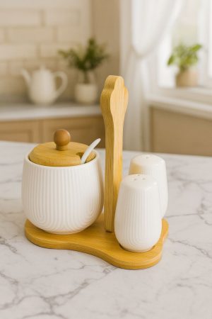 ROXX Amoura Round Condiment Set – 4 Piece Storage Jar Set  –  6340