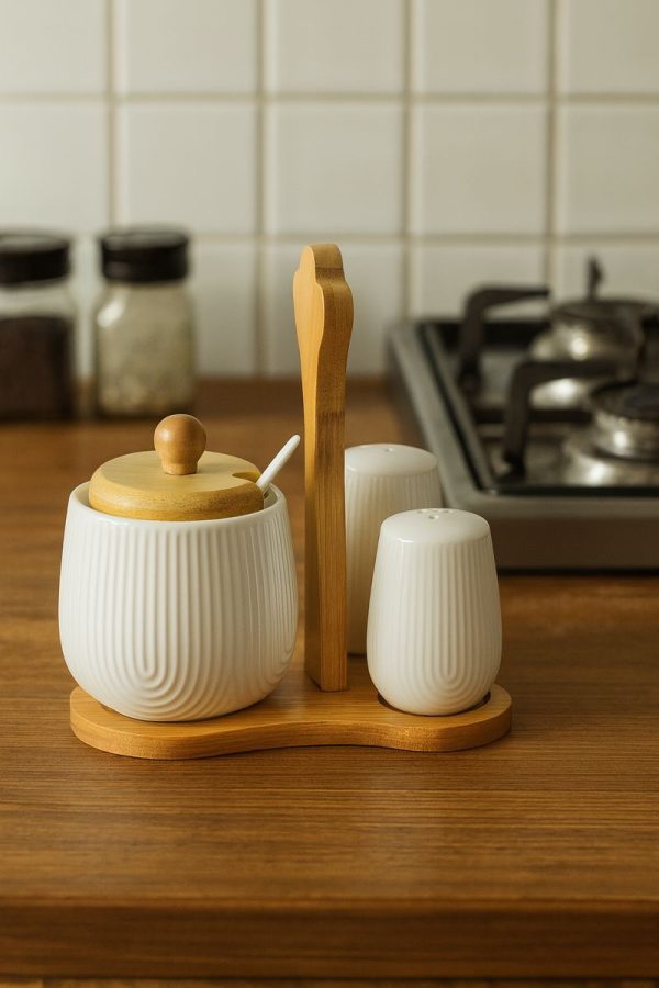 ROXX Amoura Round Condiment Set – 4 Piece Storage Jar Set  –  6340