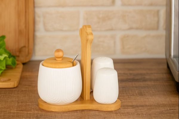 ROXX Amoura Round Condiment Set – 4 Piece Storage Jar Set  –  6340