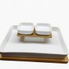 ROXX Arlet 2 – Tier Rectangular Chip & Dip Serving Tray Set – Snack & Appetizer Platter  –  6346