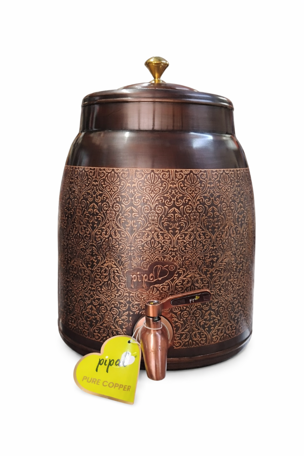 Pipal Rudra Copper Matka – 9 Litre Antique – Handcrafted Copper Water Storage Pot