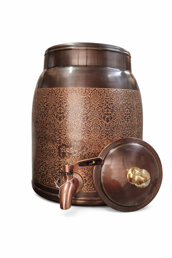 Pipal Rudra Copper Matka – 9 Litre Antique – Handcrafted Copper Water Storage Pot