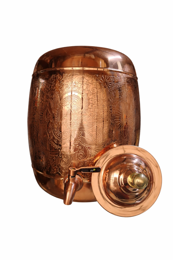 Pipal Handcrafted Copper Shagun Matka – 11 Litre Traditional Carving – Premium Water Pot