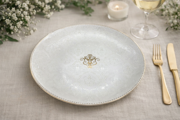 White Gold Fine Magnesium Porcelain Dinner Set 18pcs  – T Design