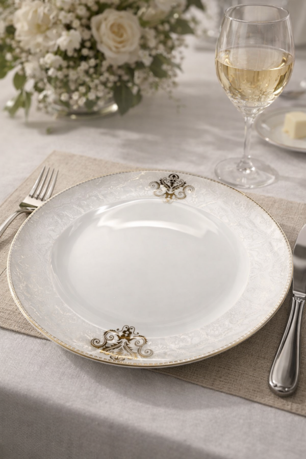 White Gold Fine Magnesium Porcelain Dinner Set 18pcs  – T Design