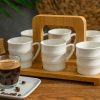 ROXX Stella Mug Set with Stand – 7 Piece Premium Ceramic Drinking Mug Set  120ml –  6445