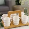 ROXX Stella Mug Set with Stand – 7 Piece Premium Ceramic Drinking Mug Set  120ml –  6445