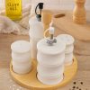 Roxx Bamboo Oil, Vinegar, Salt & Pepper Dispenser Set – Premium Kitchen Condiment Organizer  –  6444