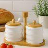 ROXX Bamboo Round Condiments Set – 2 Piece Kitchen Storage & Serving Containers  –  6439