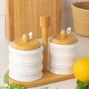 ROXX Bamboo Round Condiments Set – 2 Piece Kitchen Storage & Serving Containers  –  6439