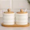 ROXX Bamboo Round Condiments Set – 2 Piece Kitchen Storage & Serving Containers  –  6439