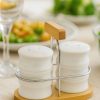 ROXX Bamboo Salt & Pepper Shaker Set – Eco – Friendly Kitchen Condiment Set  –  6440