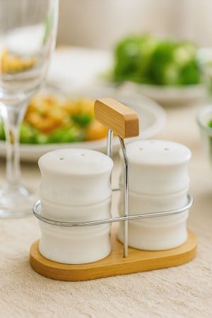 ROXX Bamboo Salt & Pepper Shaker Set – Eco – Friendly Kitchen Condiment Set  –  6440