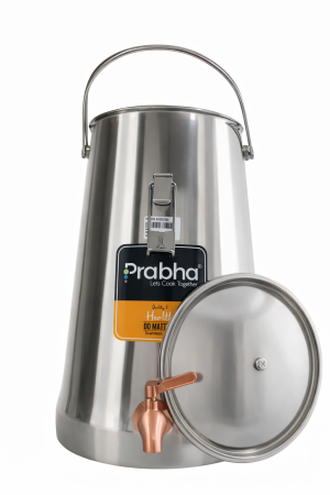 Prabha Tapered Stainless Steel Water Pot – Plain Finish – Traditional Drinking Water Storage