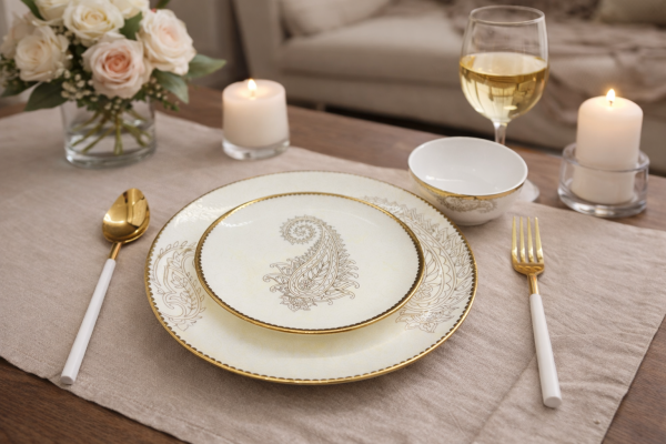 Clay Craft Gold Rim Premium Ceramic Luxury Dinner Set 40 Pcs