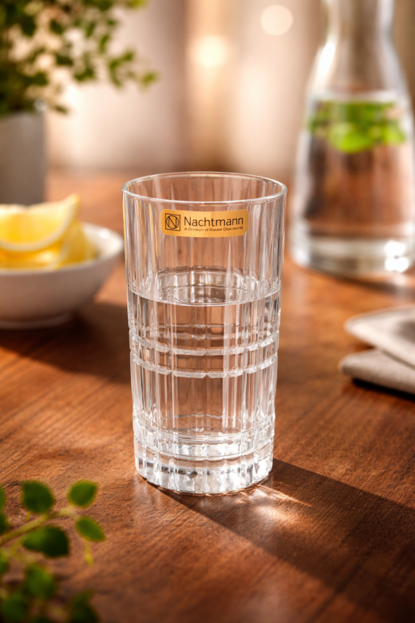 Nachtmann Crystal Highland Square Long Drink Glasses 445ml Set of 6 Pcs (98234) – Premium Fine Bavarian Lead Free Glassware