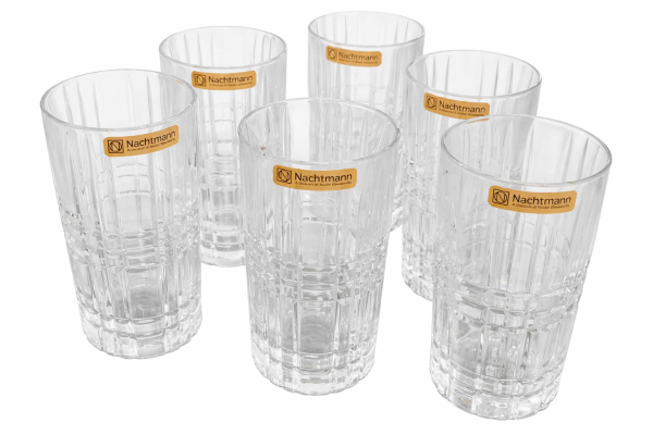 Nachtmann Crystal Highland Square Long Drink Glasses 445ml Set of 6 Pcs (98234) – Premium Fine Bavarian Lead Free Glassware
