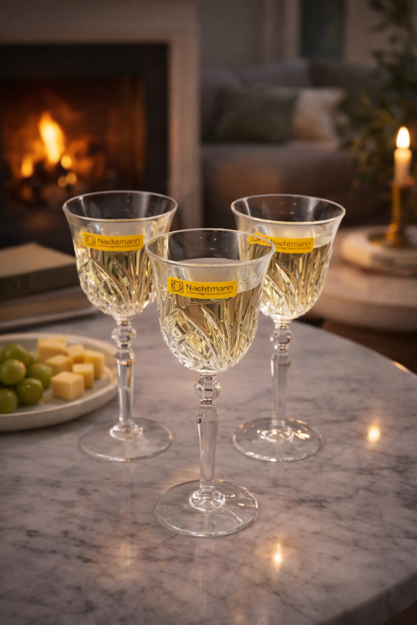 Nachtmann Crystal Palais White Wine Glass 180ml Set of 6 Pcs (92952) – Premium Fine Bavarian Lead Free Glassware