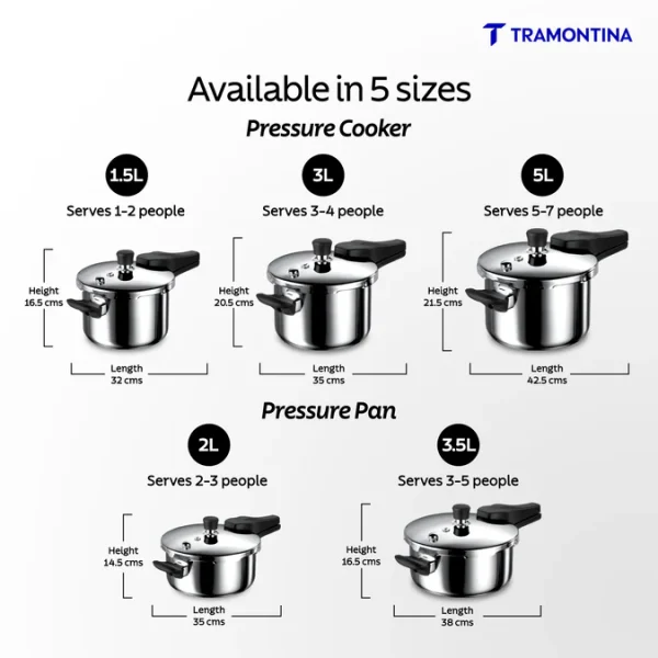 Tramontina Aero Triply Stainless Steel Pressure Cooker